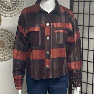 Plaid Studded Women's Jacket